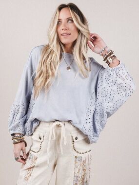 ENTRO Eyelet Knit Top